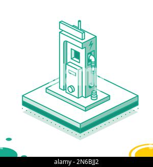 Ladestation für Elektrofahrzeuge oder Ladestation für Elektrofahrzeuge. Vektordarstellung. Konzept umreißen. Stock Vektor