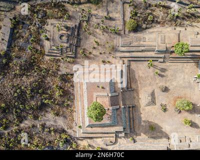 Luftaufnahme der mesoamerikanischen Ausgrabungsstätte Cantona, Puebla, Mexiko Stockfoto