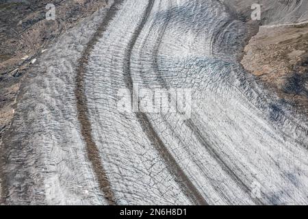 Aus der Vogelperspektive des UNESCO-Weltkulturerbes, großer Alteschgletscher, Berner Alpen, Schweiz Stockfoto