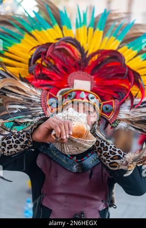 Tzotzil-Tänzer für Touristen, San Christobal de la Casa, Chiapas, Mexiko Stockfoto