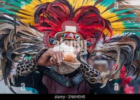 Tzotzil-Tänzer für Touristen, San Christobal de la Casa, Chiapas, Mexiko Stockfoto