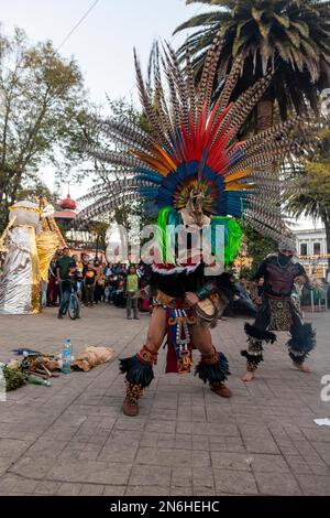 Tzotzil-Tänzer für Touristen, San Christobal de la Casa, Chiapas, Mexiko Stockfoto