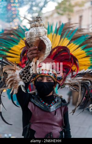 Tzotzil-Tänzer für Touristen, San Christobal de la Casa, Chiapas, Mexiko Stockfoto