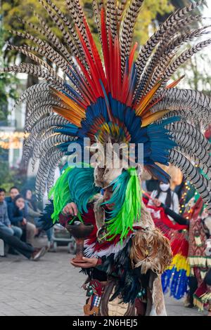 Tzotzil-Tänzer für Touristen, San Christobal de la Casa, Chiapas, Mexiko Stockfoto