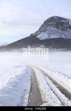 Plaine de Caille enneigee, Parc regional des prealpes d'Azur, Alpes Maritimes, 06, Cote d'Azur, Frankreich Stockfoto