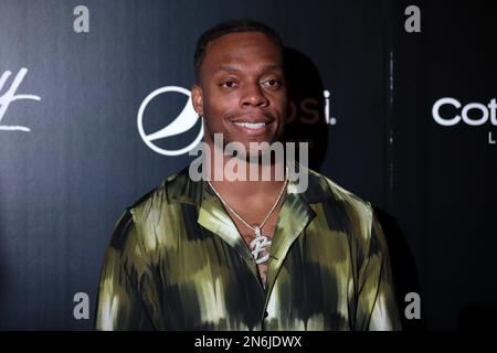 Scottsdale, Arizona, USA. 10. Februar 2023. Brandon Marshall besucht den G-Eazy Red Carpet bei G-Eazy Red Carpet, präsentiert von W Scottsdale & Pepsi Zero Sugar im W Scottsdale in Scottsdale, Arizona. (Kreditbild: © Gage Skidmore/ZUMA Press Wire) NUR REDAKTIONELLE VERWENDUNG! Nicht für den kommerziellen GEBRAUCH! Stockfoto