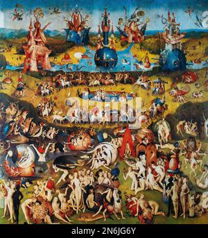 Hieronymus Bosch. Zentrum Von Triptych Der Garten Der Irdischen Freuden. Bosch war niederländisch-niederländischer Maler. Seine Arbeit Ist Hauptsächlich Fantastisch Stockfoto