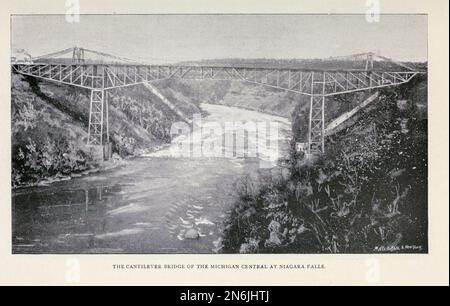 The Cantilever Bridge of Michigan Central at Niagara Falls aus dem Artikel Famous Scenic on American Railroads vom Engineering Magazine, DAS DEM INDUSTRIELLEN FORTSCHRITT GEWIDMET ist Band IX April bis September 1895 NEW YORK The Engineering Magazine Co Stockfoto