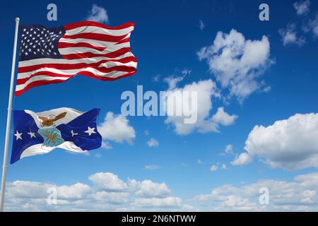 Flagge des stellvertretenden Stabschefs der Luftwaffe, der im Wind winkt. USA Nationale Verteidigung. Speicherplatz kopieren. 3d-Illustration. Stockfoto