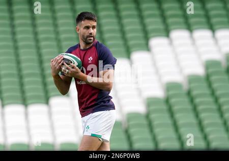 Conor Murray aus Irland während des Captain's Run Trainings im Aviva Stadium in Dublin, Irland. Foto: Freitag, 10. Februar 2023. Stockfoto