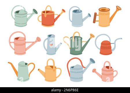 Gießkanne Frühlingsset. Scrapbook-Designelemente im Vektor Stock Vektor
