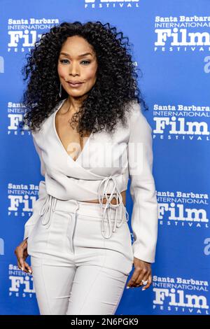 Santa Barbara, USA. 09. Februar 2023. Angela Bassett trifft am 9. Februar 2023 im Arlington Theatre in Santa Barbara, Kalifornien, auf der Red Carpet Veranstaltung des Santa Barbara International Film Festival 2023 ein und erhält den Montecito Award. (Foto: Rod Rolle/Sipa USA) Guthaben: SIPA USA/Alamy Live News Stockfoto