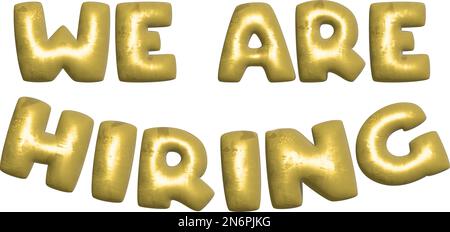 Wir stellen 3D goldenen Ballontext auf schwarzem Hintergrund ein, Vektor 3D Text für Chef, Büro und Geschäft Stockfoto