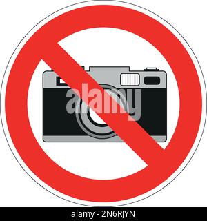 Rundes Schild mit roten Streifen: Fotografieren nicht erlaubt Stock Vektor