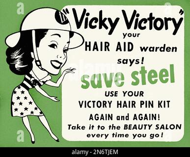 Haarnadeln – amerikanische (US) Werbung während des Zweiten Weltkriegs Stockfoto