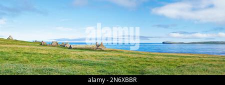 Verlassene Häuser auf Stroma Island Stockfoto