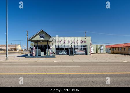 Old Texaco Tankstelle, Tucumcari, Route 66, Amerika, USA Stockfoto