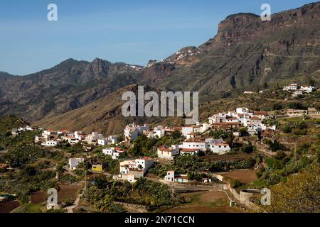 Dörflingskape aus der Luft in den Bergen, Tejeda, Gran Canaria, Kanarische Inseln, Spanien Stockfoto