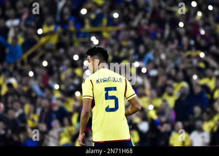 Kevin Mantilla aus Kolumbien beim CONMEBOL South American U-20 Colombia Turnier zwischen Kolumbien und Brasilien am 8. Februar 2023 in Bogota, Kolumbien. Foto von: Chepa Beltran/Long Visual Press Stockfoto