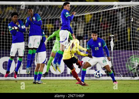 Alexis Castillo aus Kolumbien beim CONMEBOL South American U-20 Colombia Turnier zwischen Kolumbien und Brasilien am 8. Februar 2023 in Bogota, Kolumbien. Foto von: Chepa Beltran/Long Visual Press Stockfoto