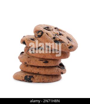Leckere Chocolate Chip Cookies auf weißem Hintergrund Stockfoto