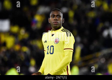 Alexis Castillo Manyoma aus Kolumbien während des CONMEBOL South American U-20 Colombia Turnier Match zwischen Kolumbien und Brasilien am 8. Februar 2023 in Bogota, Kolumbien. Foto von: Chepa Beltran/Long Visual Press Stockfoto