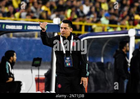 Kolumbiens Trainer Hector Fabio Cardenas während des CONMEBOL South American U-20 Colombia Turnier Match zwischen Kolumbien und Brasilien am 8. Februar 2023 in Bogota, Kolumbien. Foto von: Chepa Beltran/Long Visual Press Stockfoto