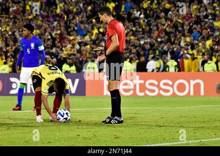 Gustavo Puerta aus Kolumbien während des CONMEBOL South American U-20 Colombia Turnier Match zwischen Kolumbien und Brasilien am 8. Februar 2023 in Bogota, Kolumbien. Foto von: Chepa Beltran/Long Visual Press Stockfoto