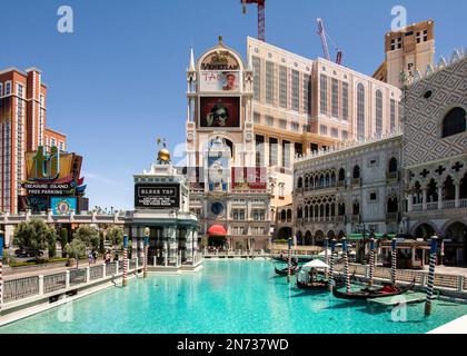 Las Vegas, das Venetian Casino auf dem Las Vegas Strip/Boulevard. Lineare Visualisierung in multiperspektivischem Panorama Stockfoto