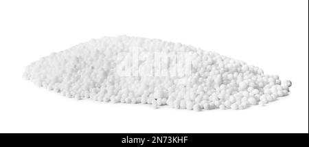 Ammoniumnitrat-Pellets auf hellgrauem Hintergrund. Mineraldünger Stockfoto