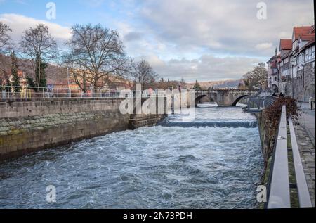 Hannoversch Münden, Altstadt, Three Rivers City, Lock, Niedersachsen, Deutschland Stockfoto