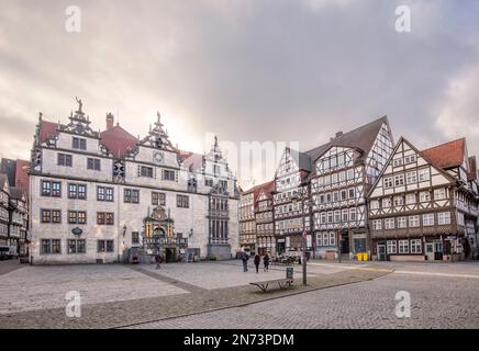 Hannoversch Münden, Altstadt, Drei-Flüsse-Stadt, Rathaus, Platz, Niedersachsen, Deutschland Stockfoto