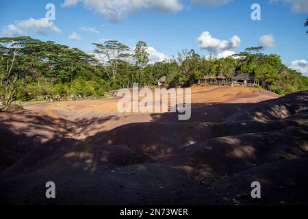 Sehenswürdigkeiten von Mauritius - einzigartiger Nationalpark Chamarel mit „ebener Erde“ Stockfoto