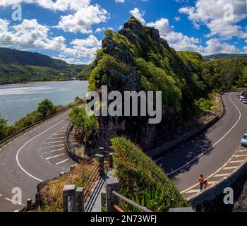 Maconde Aussichtspunkt. Berühmte Straßenkurve im Süden der Insel Mauritius, Afrika Stockfoto