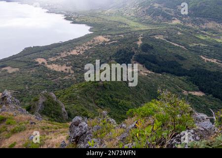 Der Blick vom berühmten Berg Le Morne Brabant auf Mauritius. Stockfoto