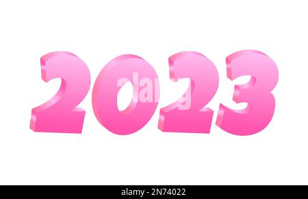 Pink 2023 mit 3D Hängenummer. Begrüßungskonzept für die Neujahrsfeier 2023. Vektor Stock Vektor