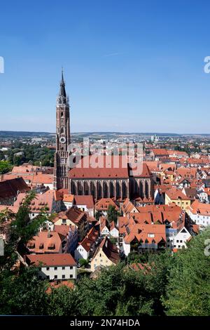 Deutschland, Bayern, Niederbayern, Landshut, Stadtblick, Pfarrkirche St. Martin Stockfoto