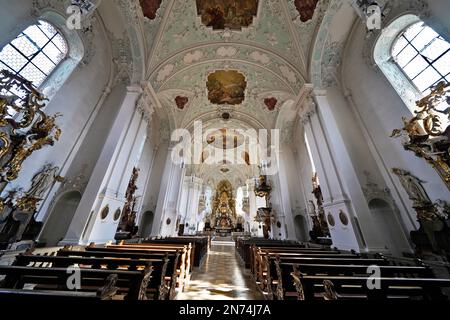 Deutschland, Bayern, Oberfrankreich, Grafschaft Forchheim, Fränkische Schweiz, Gößweinstein, Basilika der Heiligen Dreifaltigkeit, Innenansicht Stockfoto