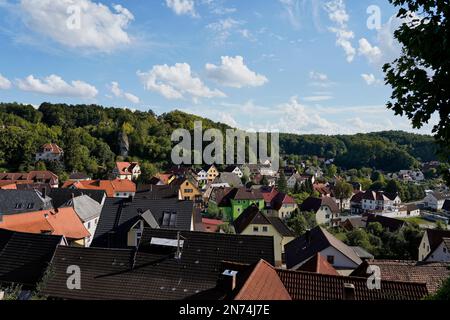 Deutschland, Bayern, Oberfrankreich, Bezirk Forchheim, fränkische Schweiz, Gößweinstein, Blick auf das Dorf Stockfoto