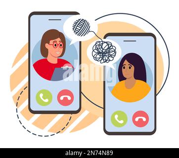 Online-Psychologisches Konsiliarkonzept. Mtra/Rt Und Client Vector Illustration In Flat Style Stock Vektor