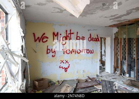 November 12 2022, Long Branch Motel am Highway 69 in Nord-Ontario geschlossen wegen eines Brandes. Luke Durda/Alamy Stockfoto