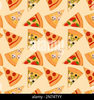 Food Pattern With Slices Pizza, Package Concept Vector Illustration In Flat Style Stock Vektor