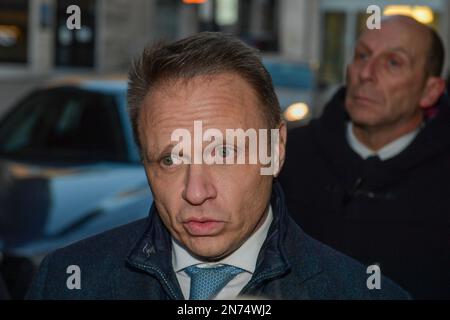 Rieti, Rieti, Italien. 8. Februar 2023. Francesco Lollobrigida, Minister für Landwirtschaft, Ernährungssouveränität und Forstwirtschaft in Rieti, Italien, am 8. Februar 2023. (Kreditbild: © Riccardo Fabi/Pacific Press via ZUMA Press Wire) NUR REDAKTIONELLE VERWENDUNG! Nicht für den kommerziellen GEBRAUCH! Stockfoto