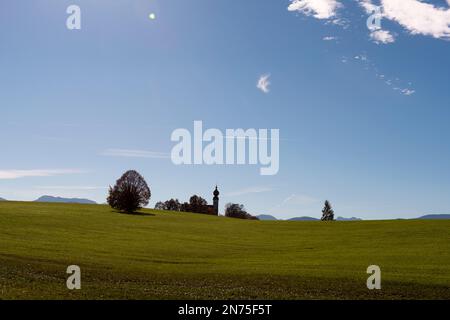 Ettendorfer Kirche, Chiemgau, Oberbayern, Deutschland Stockfoto