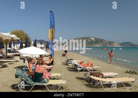 Laganas Beach, Laganas, Zakynthos Island, Ionische Inseln, Mittelmeer, Griechenland Stockfoto