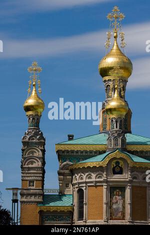 Deutschland, Hessen, Darmstadt, Mathildenhöhe, Russische Kapelle St. Mary Magdalena Stockfoto