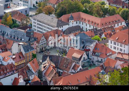 Deutschland, Hessen, Südhessen, Südhessen Bergstraße, Heppenheim, Blick vom Schloss Starkenburg Stockfoto