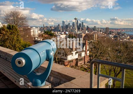 Nachmittagsblick vom Kerry Park der Skyline von Seattle, Washington, USA (2005) Stockfoto