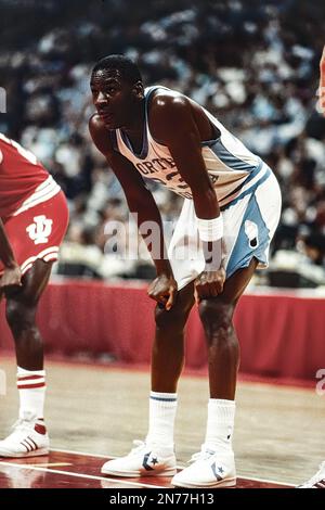 Michael Jordan (23), North Carolina, im East Regional Semi Finals der NCAA Basketball Championships gegen Indiana. Stockfoto