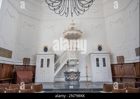 Die Evangelische Stadtkirche Monschau ist eine Kirche in Monschau im Stadtgebiet Aachen in Nordrhein-Westfalen Stockfoto